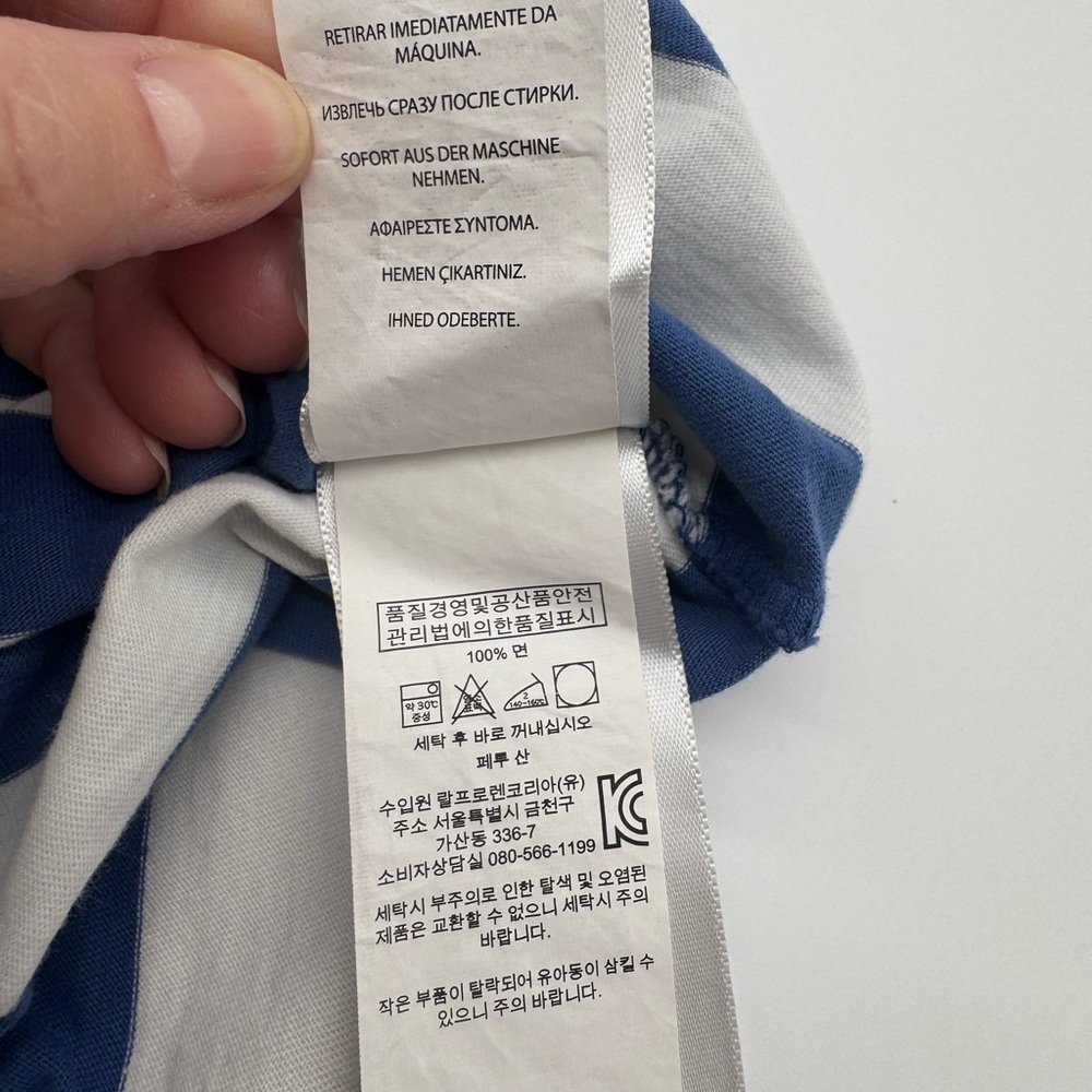 Polo by Ralph Lauren Women's Striped Navy and White Tee, Size Medium - Picture 8 of 11